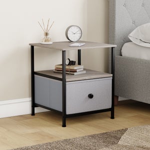 Maye 1 Drawer Fabric Bedside Table