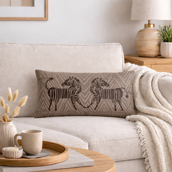 Global Dancing Zebra Rectangle Cushion