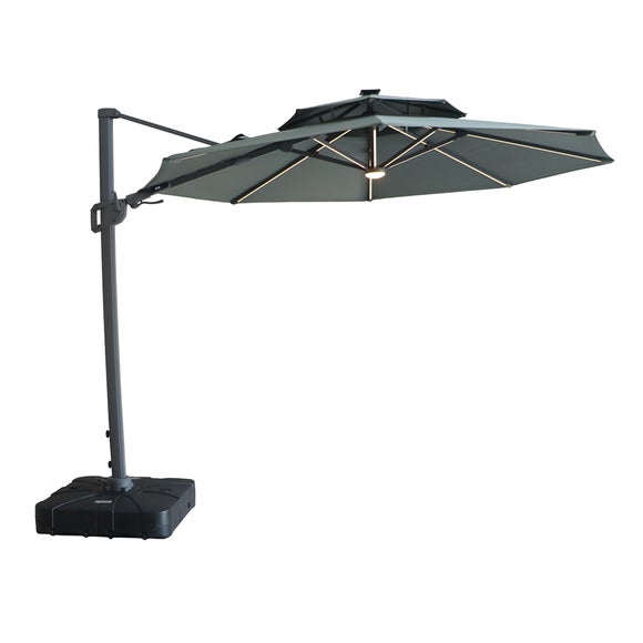 Maze Apollo 3m Round Rotating Cantilever Parasol with Solar LED Light