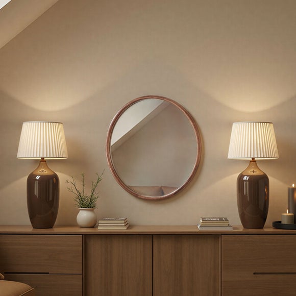 Yearn Solid Oak Round Wall Mirror