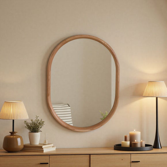 Yearn Solid Oak Oval Wall Mirror