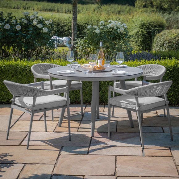Maze Florence 4 Seater Round Garden Dining Set with Lazy Suzan