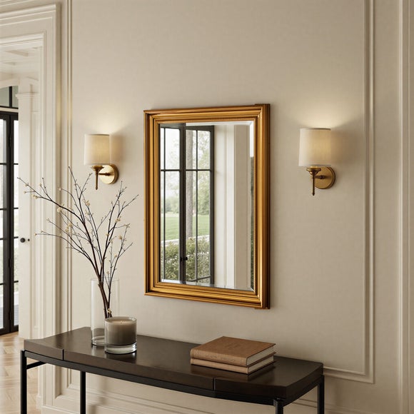 Yearn Beaded Classic Framed Bevelled Rectangle Wall Mirror