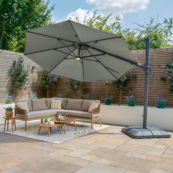 Maze Apollo 3.5m Round Rotating Cantilever Parasol with Solar LED Light