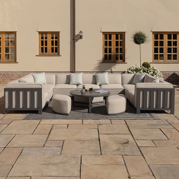 Maze Ibiza 10 Seater U-Shape Garden Sofa Set with Round Coffee Table