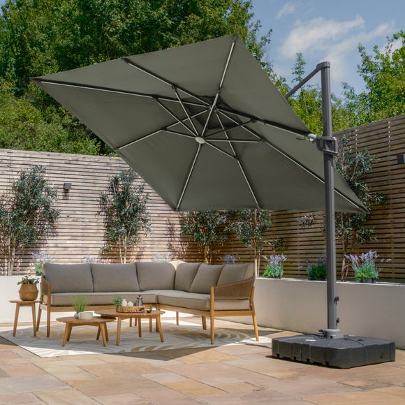 Maze Apollo 3m x 3m Square Rotating Cantilever Parasol with Solar LED Light