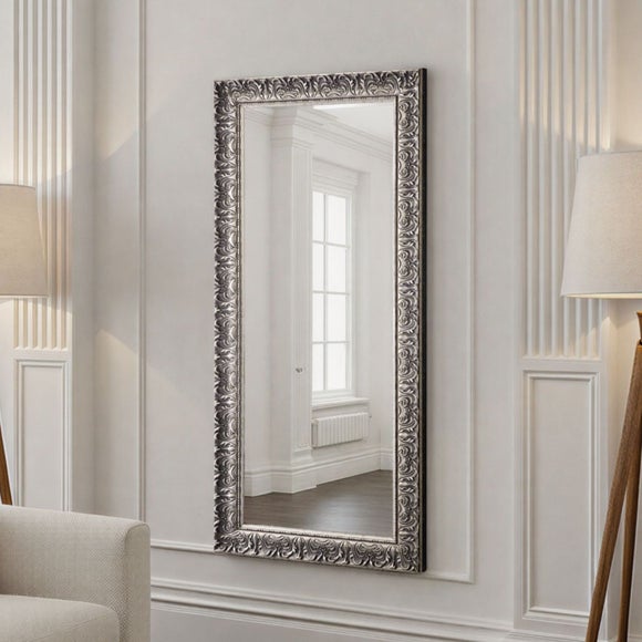 Yearn Carved Antique Bevelled Full Length Wall Mirror