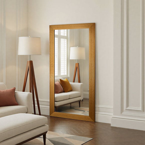 Yearn Wave Framed Bevelled Full Length Wall Mirror