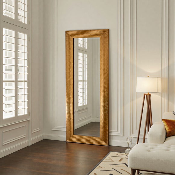 Yearn Wave Framed Bevelled Full Length Wall Mirror