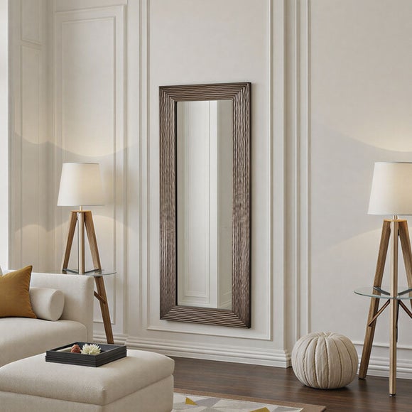 Yearn Wave Framed Bevelled Full Length Wall Mirror
