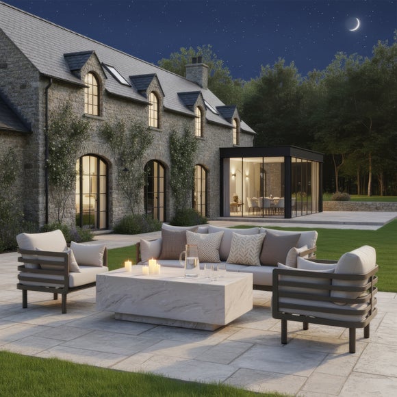 Maze Metro 3 Seater Garden Sofa Set with Sintered Stone Coffee Table