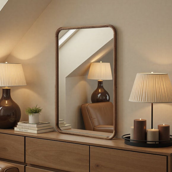 Yearn Solid Oak Curved Wall Mirror