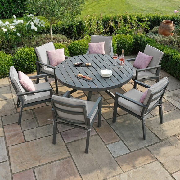 Maze New York 6 Seater Round Garden Dining Set