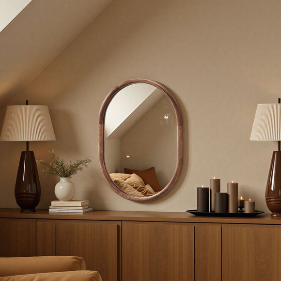 Yearn Solid Oak Oval Wall Mirror