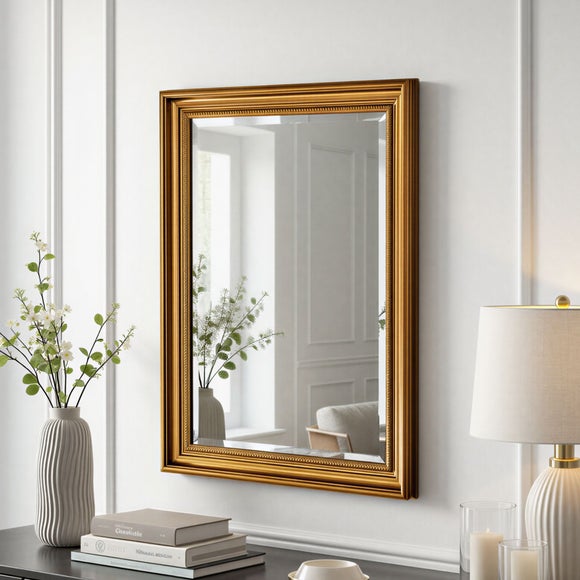 Yearn Beaded Classic Framed Bevelled Rectangle Wall Mirror