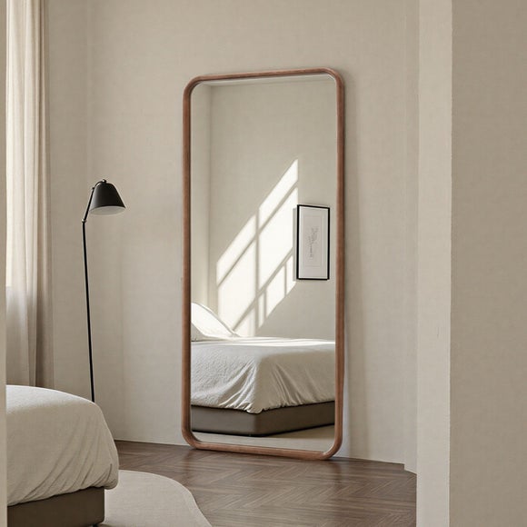 Yearn Solid Oak Curved Full Length Leaner Wall Mirror