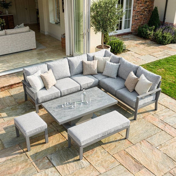 Maze Montreal Large Corner Garden Dining Set with Rectangular Rising Table