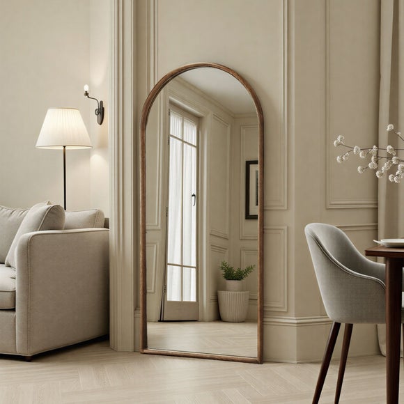 Yearn Solid Oak Arched Full Length Leaner Wall Mirror