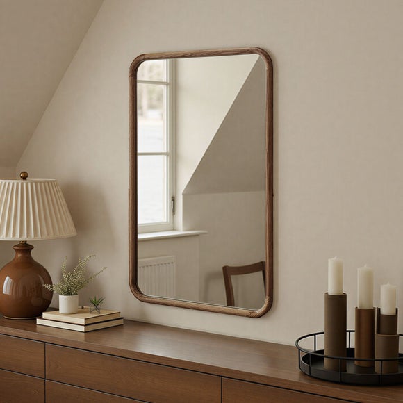 Yearn Solid Oak Curved Wall Mirror