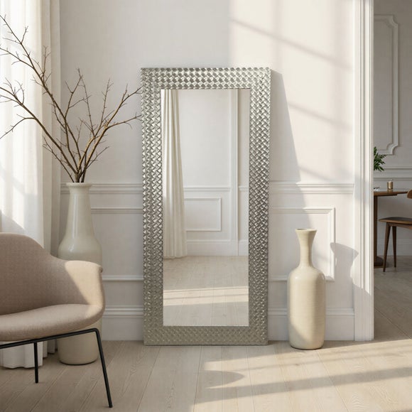 Yearn Hammered Framed Bevelled Full Length Wall Mirror