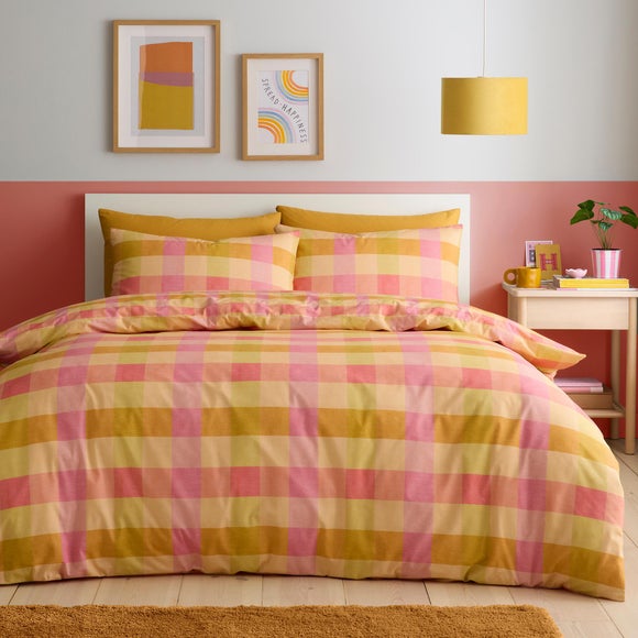 Fusion Block Check Polycotton Duvet Cover & Pillowcase Set