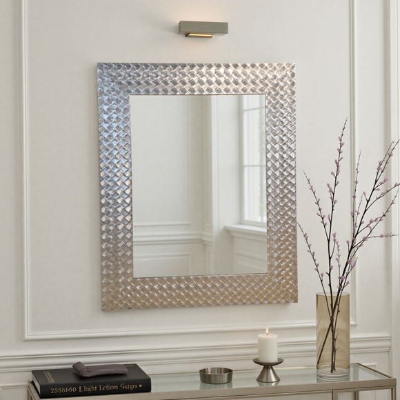 Yearn Hammered Frame Bevelled Rectangle Wall Mirror
