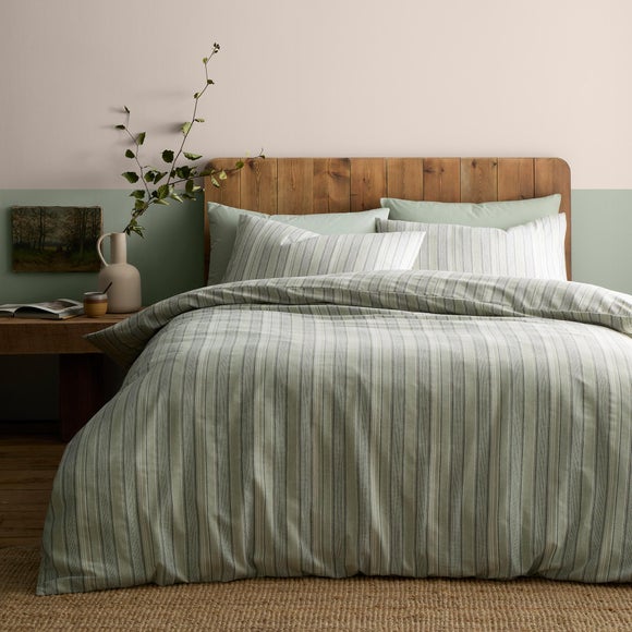 Appletree Yarn Dyed Woven Wide Stripe 100% Cotton Duvet Cover & Pillowcase Set
