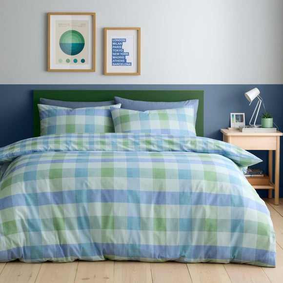 Fusion Block Check Polycotton Duvet Cover & Pillowcase Set