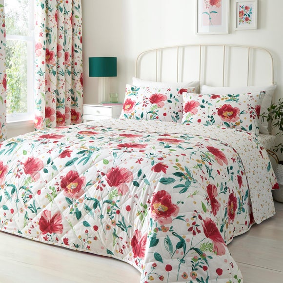 Dreams and Drapes Abstract Poppy Bedspread