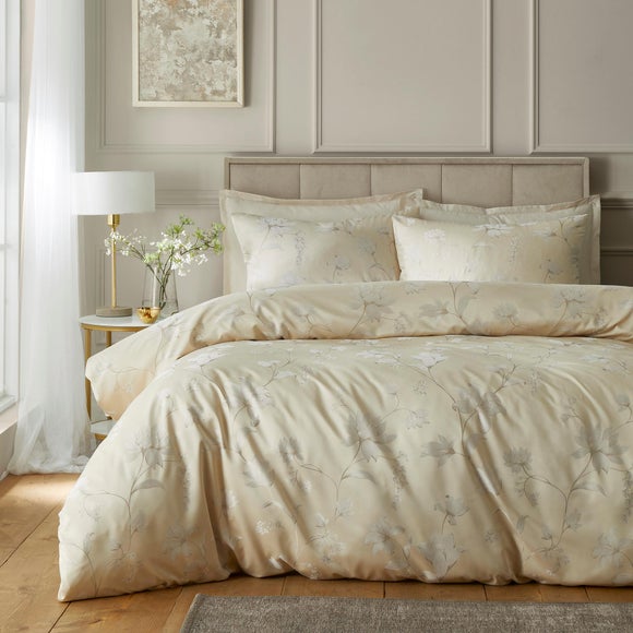 Soiree Lilly Floral Jacquard 100% Cotton Duvet Cover & Pillowcase Set