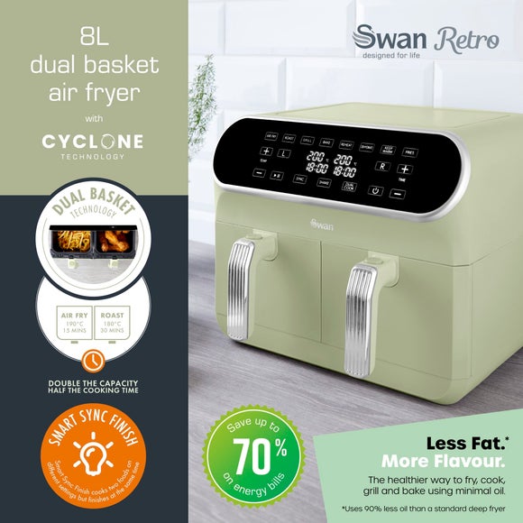 Swan Dual Baskets Air Fryer Sage (Green)