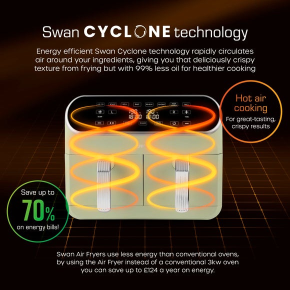 Swan Dual Baskets Air Fryer Sage (Green)