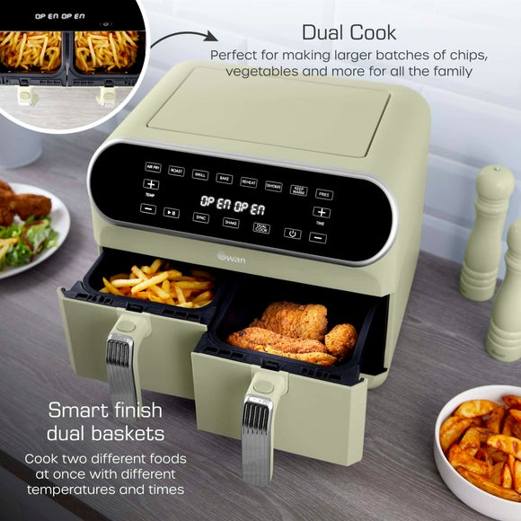 Swan Dual Baskets Air Fryer Sage (Green)