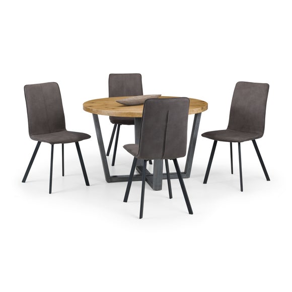 Return - Brooklyn 4 Seater Round Dining Table with 4 Monroe Chairs, Solid Oak