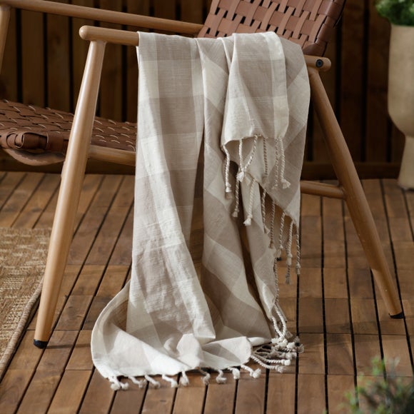 Yard Chesil Check Cotton Throw Blanket 130cm x 170cm
