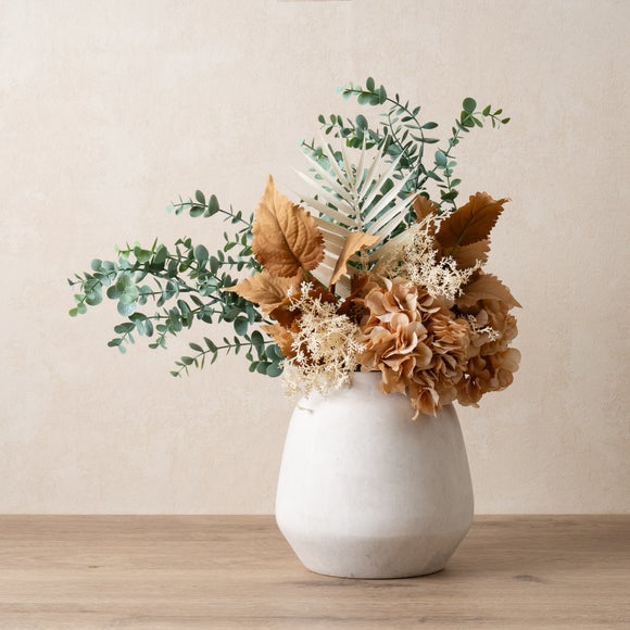 Artificial Dried Look Hydrangea & Eucalyptus Bouquet