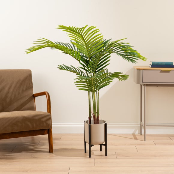 Artificial Palm Tree in Black Plastic Plant Pot