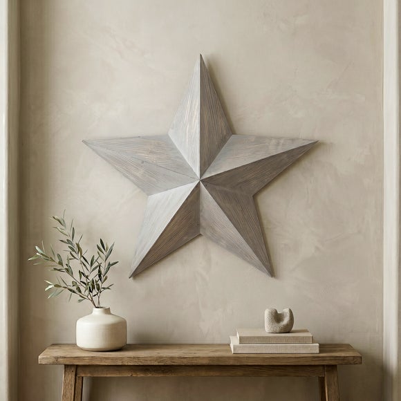 Grey Washed Effect 3D Star Wall Art