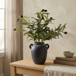 Artificial Olive Tree In Black Papier Mache Pot