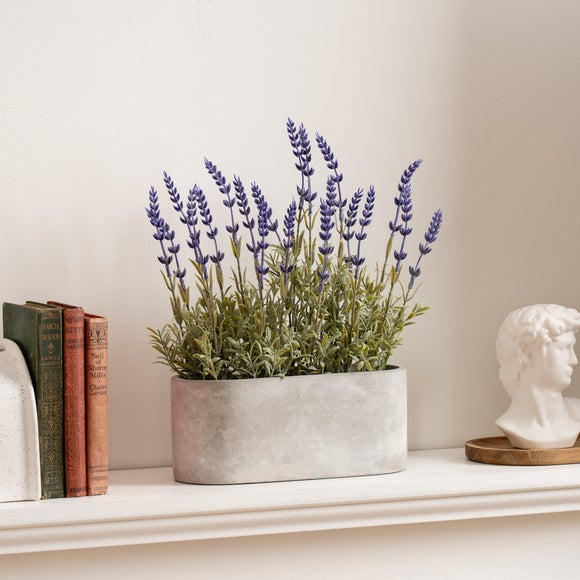 Artificial Lavender in Oval Trough