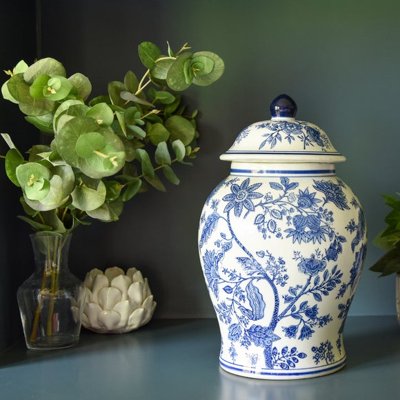 Blue & White Ceramic Ginger Jar
