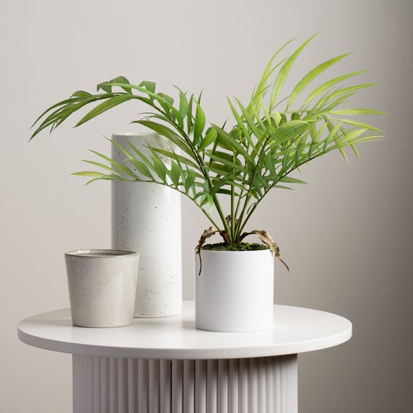 Artificial Fern Tree in White Plant Pot