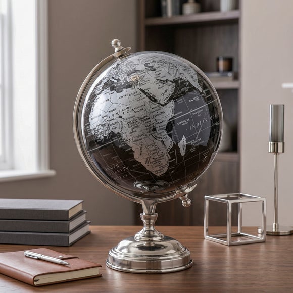 View Black & Silver Globe Ornament View Black & Silver Globe Ornament