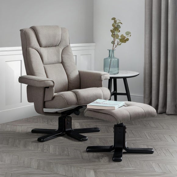 Malmo Faux Linen Swivel Recliner & Footstool