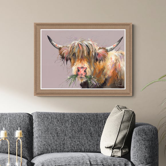 View Artko Lavender Highland Cow By Ashley Saunders Framed Print View Artko Lavender Highland Cow By Ashley Saunders Framed Print