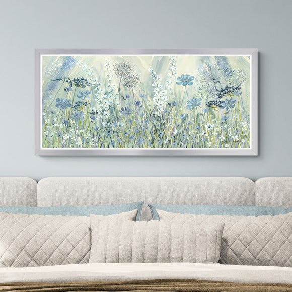 Artko Powder Blue Flowers by Catherine J Stephenson Framed Print
