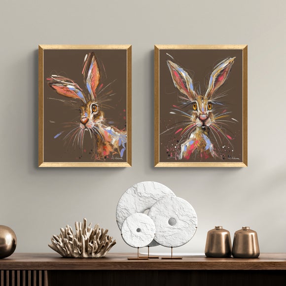 Artko Set of 2 Harvey and Hazel Hare by Ashley Saunders Framed Prints