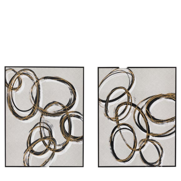 Cedar and Sage Set of 2 Gold Rings Framed Canvases