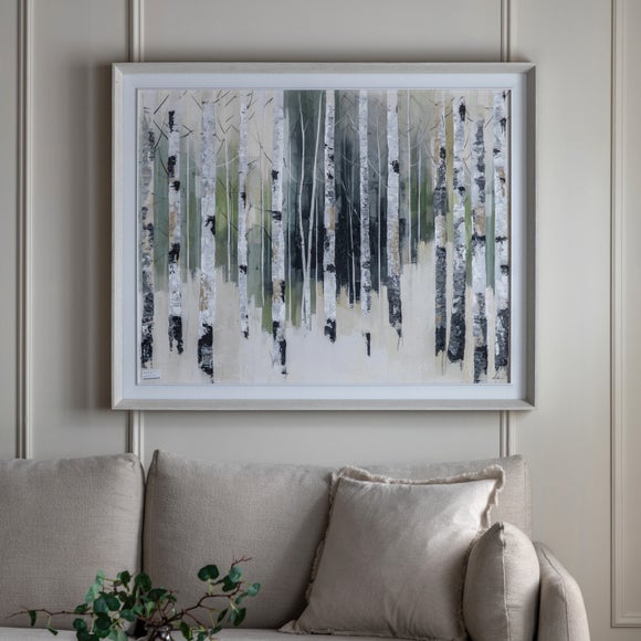 Cedar and Sage Through the Tree Trunks Abstract Framed Canvas