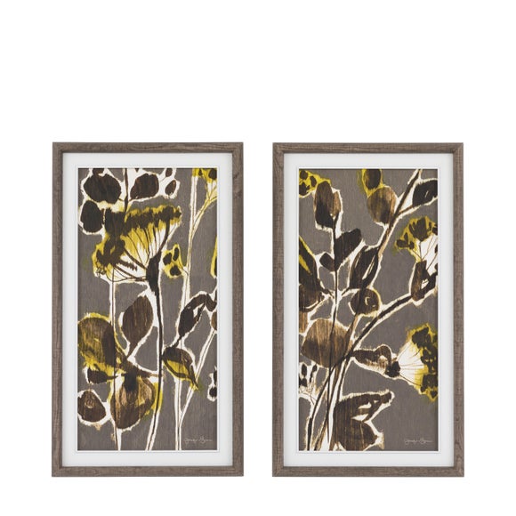 Cedar and Sage Set of 2 Statement Flora and Fauna Framed Canvases